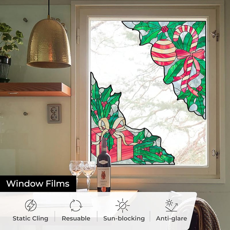 ADD.HERES Stained Glass Window Film Privacy for Glass Windows, Window Privacy Film UV Blocking Static Cling for Home Kitchen Office Bathroom,Christmas 45x80D - Image 3
