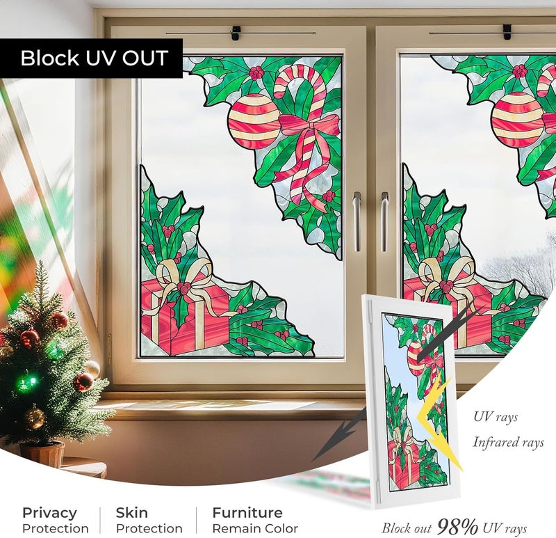 ADD.HERES Stained Glass Window Film Privacy for Glass Windows, Window Privacy Film UV Blocking Static Cling for Home Kitchen Office Bathroom,Christmas 45x80D - Image 4