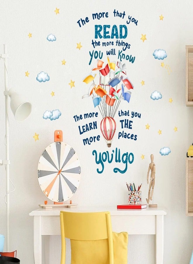 YIMEHDAN Reading Book Wall Decal,The More That You Read The More Things You Will Know Inspirational Quote Vinyl Wall Stickers, Removable Educational Reading Artwork for Classroom Office Library Decor - Image 2