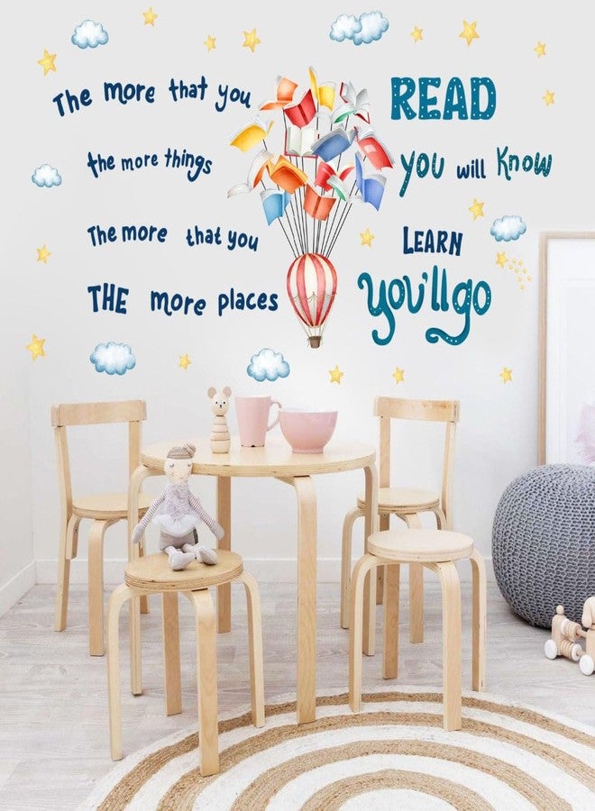 YIMEHDAN Reading Book Wall Decal,The More That You Read The More Things You Will Know Inspirational Quote Vinyl Wall Stickers, Removable Educational Reading Artwork for Classroom Office Library Decor - Image 3