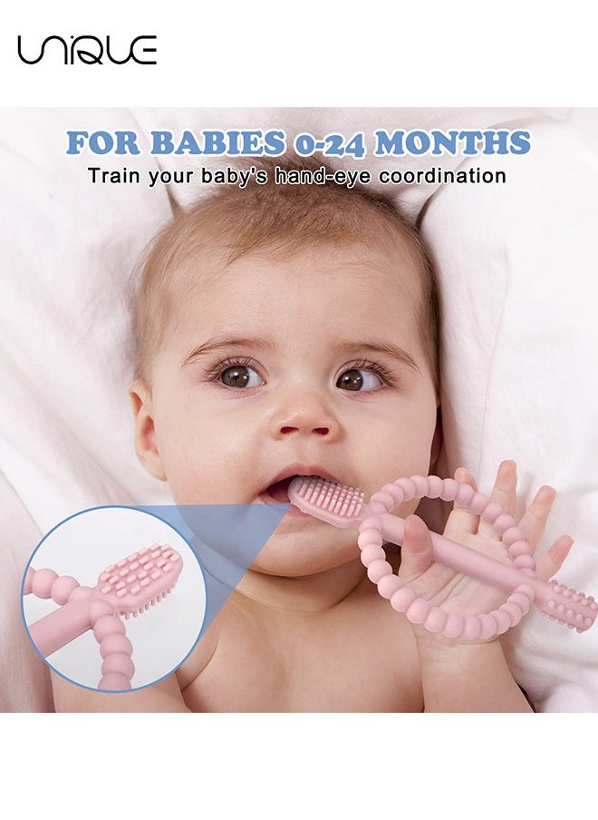 Unique 2Pcs Baby Teething Toys with Easy-Hold Handle, Silicone Infant Toothbrush, Textured On Both Sides Helps Massage, Soothe Sore Gums, Teething Toys for Babies 0-6 Months, 6-12 Months  - Image 5