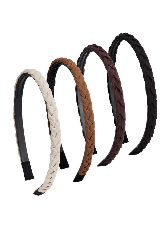 Deoot 4 Pack Headbands For Women Solid Colors Cute Thin Headbands Non Slip Fashion Headband Braided Headbands Hair Accessories For Women Girls（4 Colors - Image 1