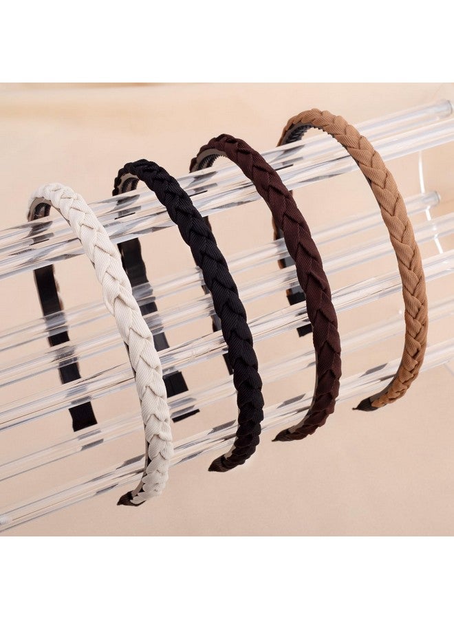 Deoot 4 Pack Headbands For Women Solid Colors Cute Thin Headbands Non Slip Fashion Headband Braided Headbands Hair Accessories For Women Girls（4 Colors - Image 3