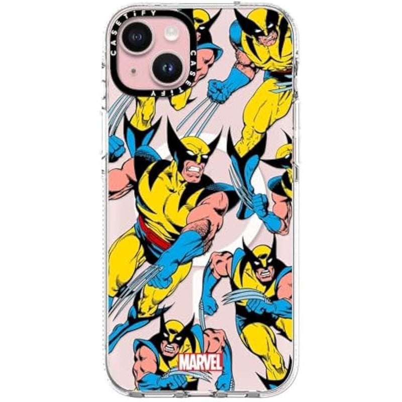 Casetify Clear iPhone 15 Plus Case 【Deadpool & Wolverine Co-Lab/Not Yellowing / 6.6ft Drop Protection/Magsafe】 - Wolverine Pattern Case - Clear - Image 1