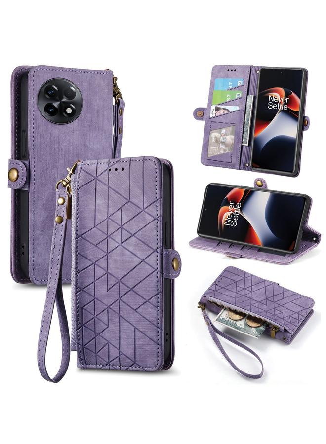 S-TOP Case For OnePlus 11R 5G Geometric Zipper Wallet Side Buckle Leather Phone Case - Image 1
