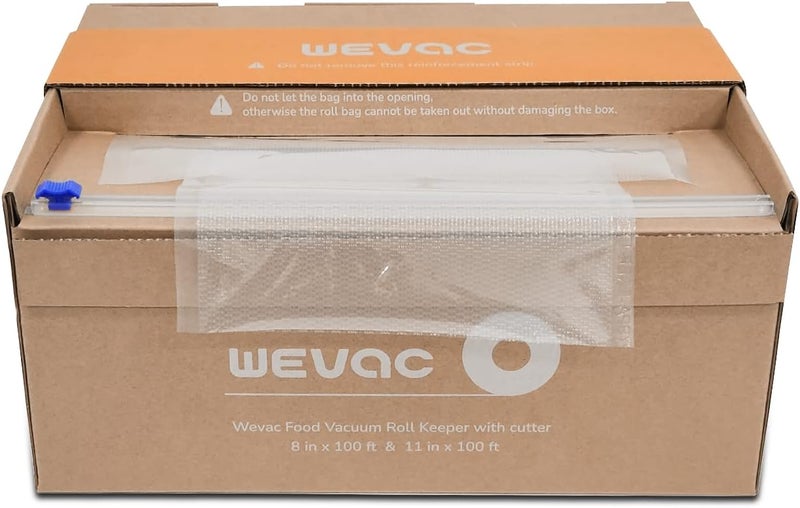 Wevac 8''x100' & 11''x100' 2 Rolls Food Vacuum Seal Roll Keeper with Cutter, Ideal Vacuum Sealer Bags for Food Saver, BPA Free, Commercial Grade, Great for Storage, Meal prep and Sous Vide - Image 4