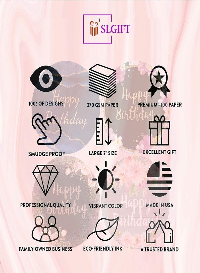 SLGIFT Vinyl Happy Birthday Theme Sticker, Self-Adhesive Vinyl Stickers, 40 Pieces, 2 x 2 Inches Round Sticker, 4 Unique Designs, R193 - Image 5