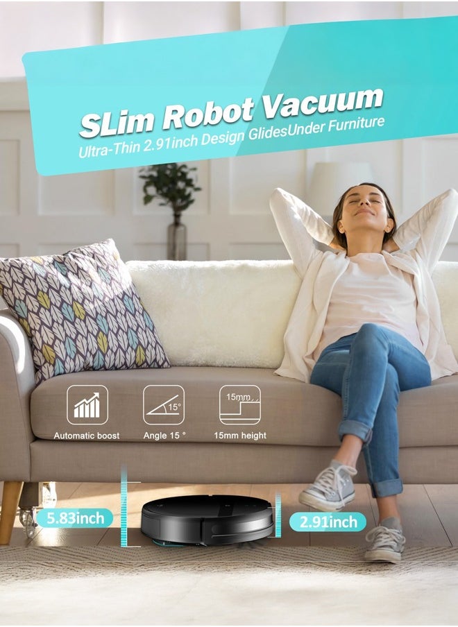 Joshberg - G20 Robot Vacuum Cleaner With Mop,2 in 1 Mopping Robotic Vacuum with Watertank and Dustbin,Tangle-Free Powerful Suction,Alexa & App Scheduling,  Wi-Fi/App/Remote,Self-Charging, Slim,Black - Image 1