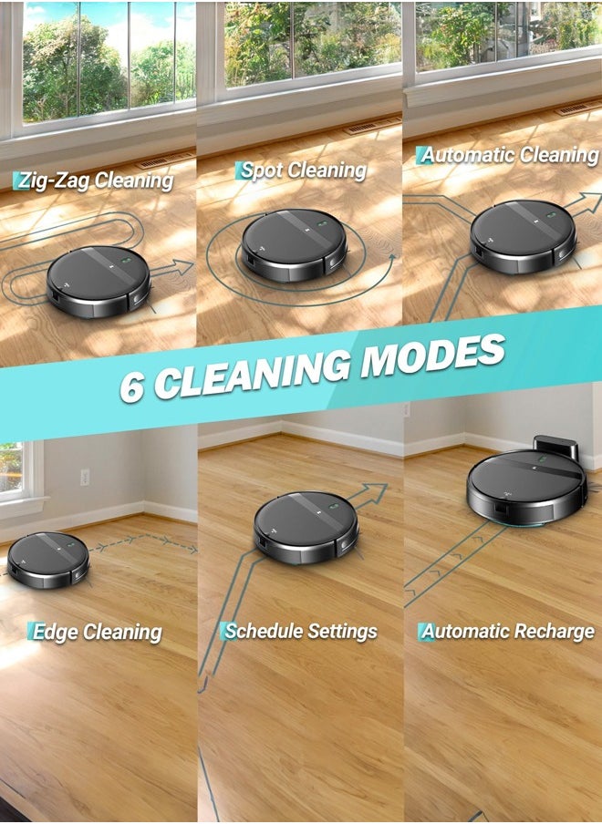 Joshberg - G20 Robot Vacuum Cleaner With Mop,2 in 1 Mopping Robotic Vacuum with Watertank and Dustbin,Tangle-Free Powerful Suction,Alexa & App Scheduling,  Wi-Fi/App/Remote,Self-Charging, Slim,Black - Image 1