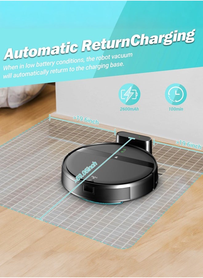 Joshberg - G20 Robot Vacuum Cleaner With Mop,2 in 1 Mopping Robotic Vacuum with Watertank and Dustbin,Tangle-Free Powerful Suction,Alexa & App Scheduling,  Wi-Fi/App/Remote,Self-Charging, Slim,Black - Image 1