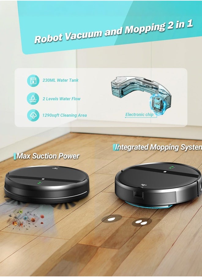 Joshberg - G20 Robot Vacuum Cleaner With Mop,2 in 1 Mopping Robotic Vacuum with Watertank and Dustbin,Tangle-Free Powerful Suction,Alexa & App Scheduling,  Wi-Fi/App/Remote,Self-Charging, Slim,Black - Image 1