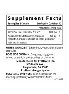 1000 Mg Transresveratrol. 99.5% Pure 15X Better Absorption From 420Mg Polyphenol Complex (Quercetin Red Wine & Green Tea Extracts Bioperine) (60 X 500Mg Capsules = 30 X 1000Mg Servings) - pzsku/ZFAFFC45D3D9C3F1F8E12Z/45/_/1695134339/ebc67e80-02e2-4b1f-9af1-142f4a643fc6