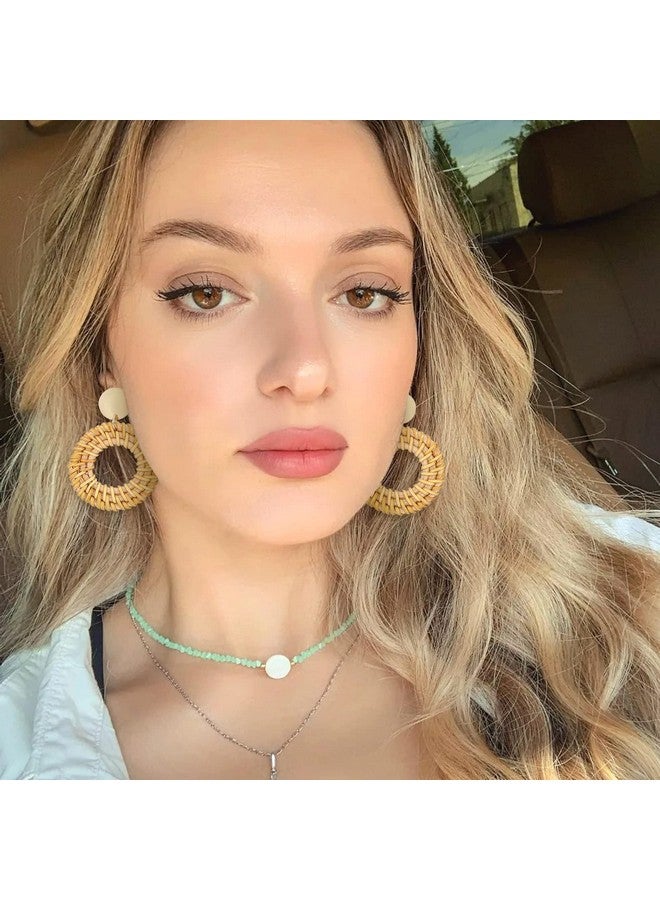 FIFATA Earrings Set For Women Girls Hypoallergenic S925 Sterling Silver Post Earrings Rattan Acrylic Hoop Bohemian Statement Drop Dangle Earrings Fashion Jewelry Gift(9 Pair) - Image 2