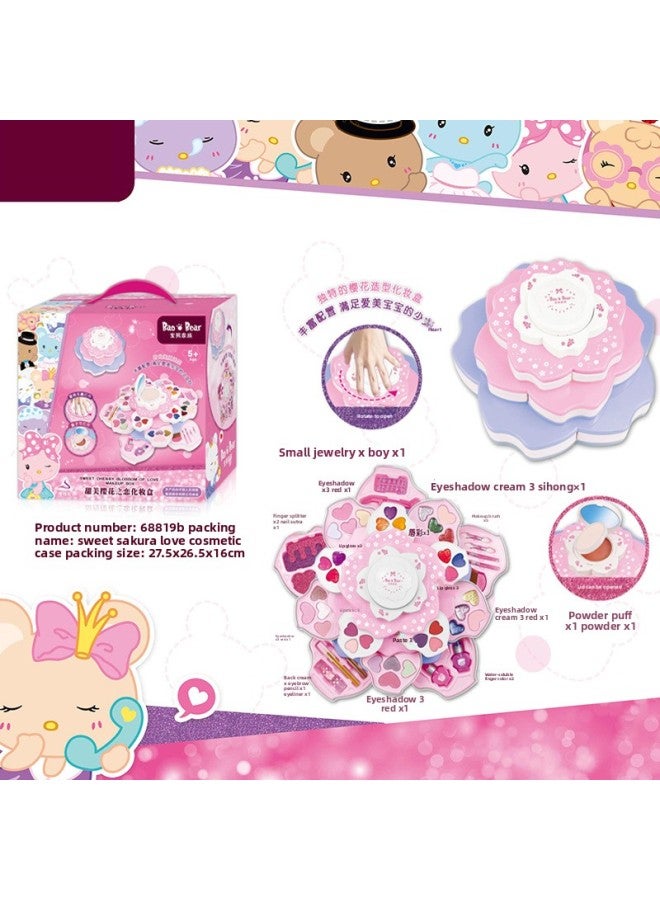 Kids' Makeup Toys Set Simulation Cosmetic Kit Eye Shadow Lipstick Nail Polish Perfume Spray Waterproof Easy To Clean-Specifications:68819 Four-story Lotus  - Image 1