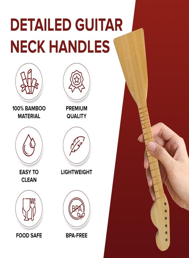 Rise8 Studios Guitar Bamboo Cooking Utensils Set (4-Piece) | Wooden Spoons and Spatulas | Fun Music Themed Kitchen Gadgets & Accessories | Unique Gift for Musicians, Guitar Players - Image 2