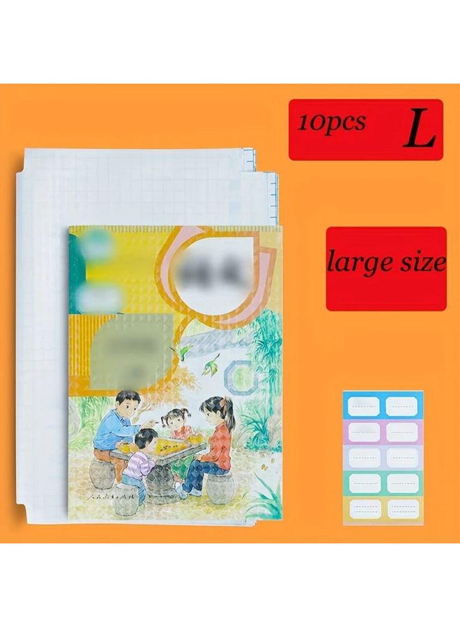 10PCS Frosted Grid Book Covers Transparent Self Adhesive Protective Film PVC Material - Image 1