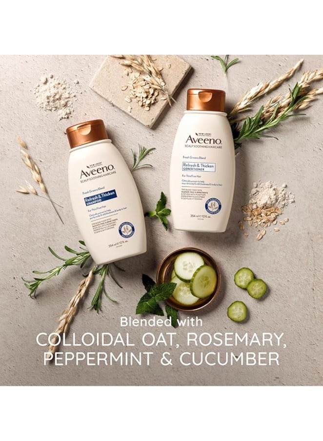 Aveeno Aveeno Fresh Greens Blend Natural Volumizing Shampoo, Cucumber, Rosemary, for Fine Hair, 12 fl oz - Image 4