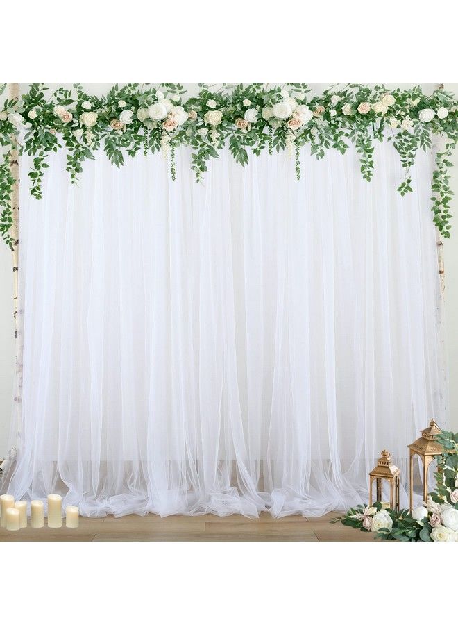 Suppromo White Sheer Backdrop Curtains Tulle Backdrop Curtain For Parties Wedding White Curtain Backdrop For Birthday Party Baby Shower Photos Background Drape 20Ft X 8Ft(5Ft X 8Ft 4 Panels) - Image 1