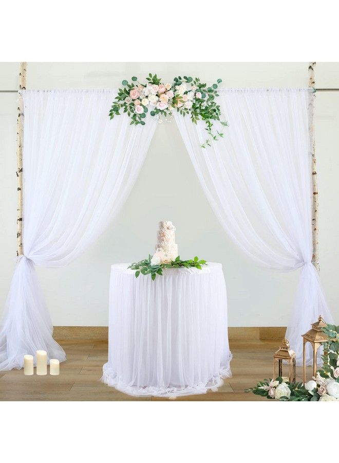 Suppromo White Sheer Backdrop Curtains Tulle Backdrop Curtain For Parties Wedding White Curtain Backdrop For Birthday Party Baby Shower Photos Background Drape 20Ft X 8Ft(5Ft X 8Ft 4 Panels) - Image 5