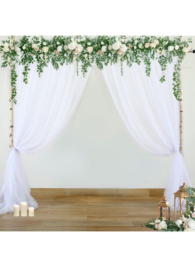 Suppromo White Sheer Backdrop Curtains Tulle Backdrop Curtain For Parties Wedding White Curtain Backdrop For Birthday Party Baby Shower Photos Background Drape 20Ft X 8Ft(5Ft X 8Ft 4 Panels) - Image 4