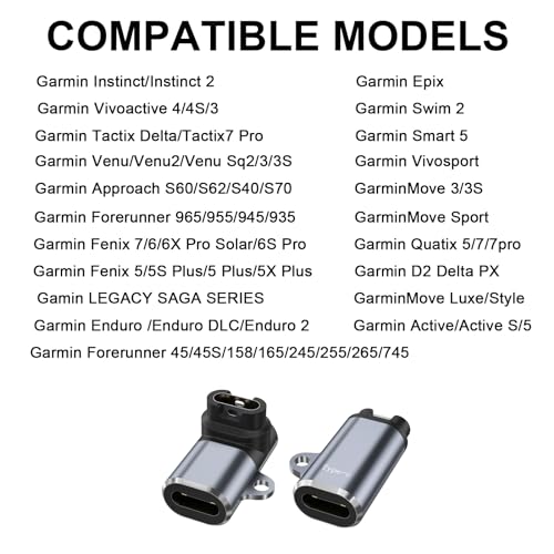 Meliya Charger Adapter for Garmin Fenix 7/6/6X/6S Pro/5/5S/5X Plus, USB-C Charging Adpater for Garmin Forerunner 945 935 45/45S, Instinct 2 1, Approach S62 S60 S40, Venu 2/Venu/Venu Sq 2 (2Pack 90°) - Image 5