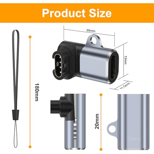 Meliya Charger Adapter for Garmin Fenix 7/6/6X/6S Pro/5/5S/5X Plus, USB-C Charging Adpater for Garmin Forerunner 945 935 45/45S, Instinct 2 1, Approach S62 S60 S40, Venu 2/Venu/Venu Sq 2 (2Pack 90°) - Image 3