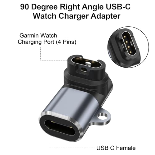 Meliya Charger Adapter for Garmin Fenix 7/6/6X/6S Pro/5/5S/5X Plus, USB-C Charging Adpater for Garmin Forerunner 945 935 45/45S, Instinct 2 1, Approach S62 S60 S40, Venu 2/Venu/Venu Sq 2 (2Pack 90°) - Image 2