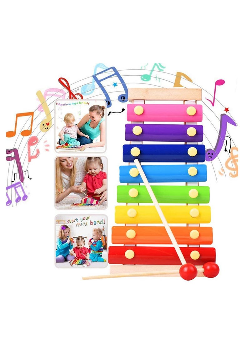 1set Kids Musical Instruments Musical Instruments Wood Xylophone for Kids Children Child Wooden Music Shakers Percussion Instruments Tambourine Birthday Gifts Present - Image 4