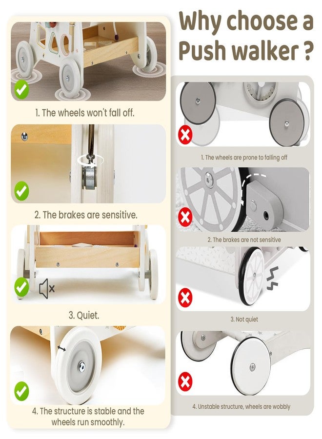 labebe Wooden Baby Walker, Baby Push Walker Doll Stroller, Push Activity Walker for Kids 18M+, Adjustable Speed Learning Walking with Wheels, Birthday Gift for Girls Boys Ages 1-3 - Image 3