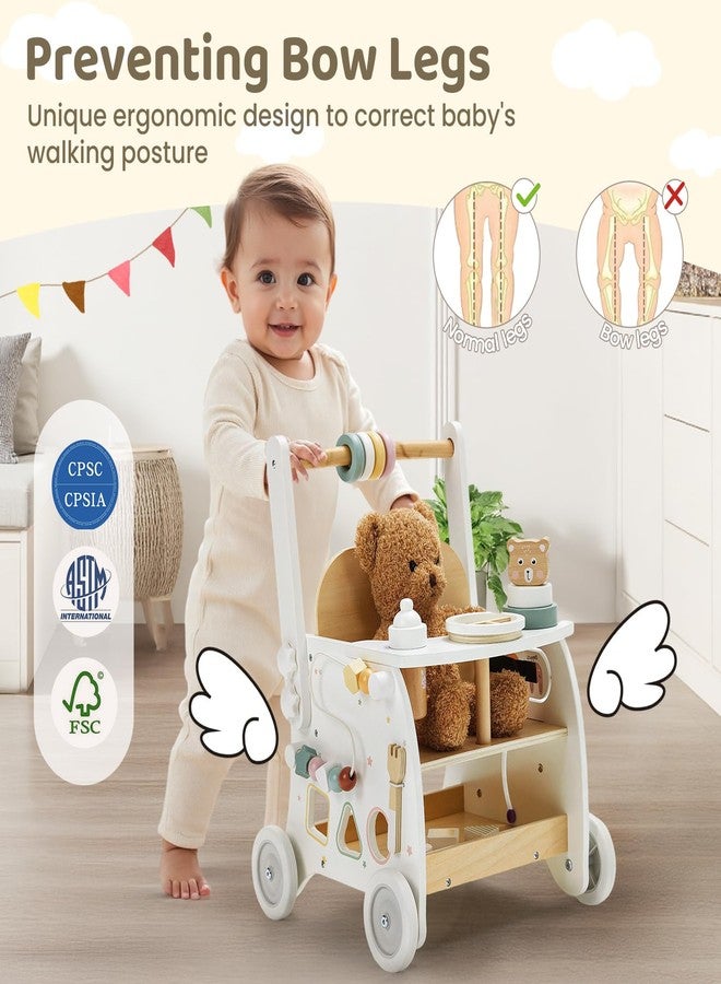 labebe Wooden Baby Walker, Baby Push Walker Doll Stroller, Push Activity Walker for Kids 18M+, Adjustable Speed Learning Walking with Wheels, Birthday Gift for Girls Boys Ages 1-3 - Image 5