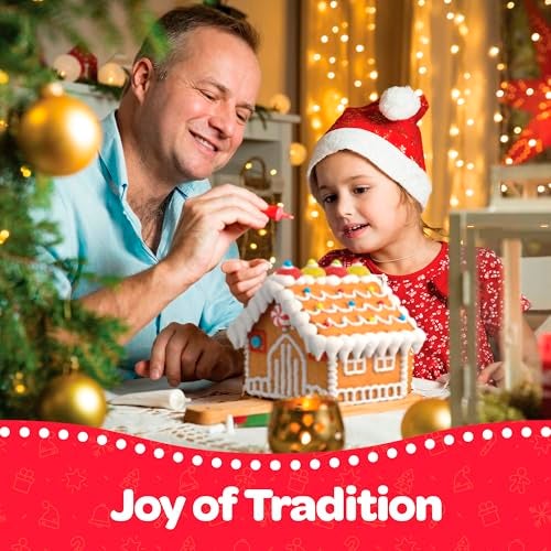 SEWANTA Gingerbread House kit [Set of 4] Mini Village Gingerbread Decorating House Kit Fun Holiday Activity for Kids, Ease Crafted Grooves Decor Kit; Icing/Fondant/Sugar/Candies/Jellies/Beads/Trays-15 Pcs Set - Image 2