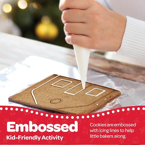 SEWANTA Gingerbread House kit [Set of 4] Mini Village Gingerbread Decorating House Kit Fun Holiday Activity for Kids, Ease Crafted Grooves Decor Kit; Icing/Fondant/Sugar/Candies/Jellies/Beads/Trays-15 Pcs Set - Image 3