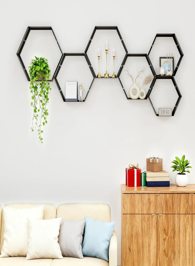 Gonice Hexagon Floating Shelves Set of 6, Black Metal Wall Mounted Shelves for Home Decor, Honeycomb Display Shelf for Living Room, Bedroom and Office - Image 5
