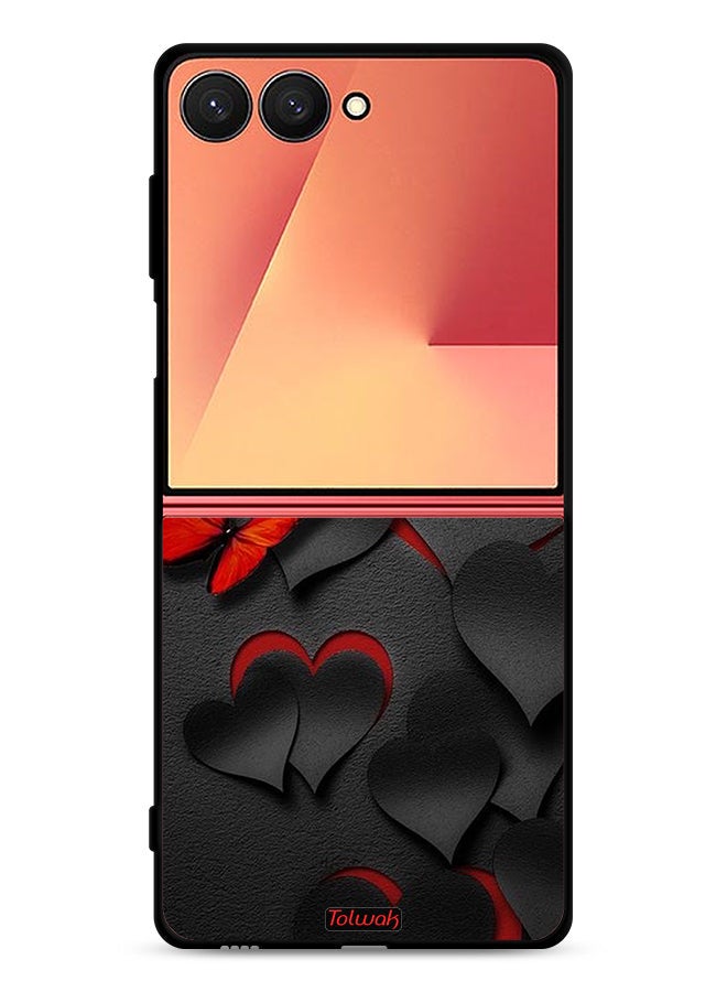 Tolwak غطاء حماية لجهاز سامسونج جالكسي Z Flip7 بنمط القلوب والفراشات - Image 1