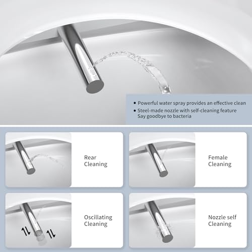 Soningsimi Bidet Toilet Seat Elongated, Unlimited Warm Water, Heated Toilet Seat, Warm Air Dryer, Rear and Front Washing, Soft Closed Toilet Lid, Night Light, Requires Outlet,white - Image 2