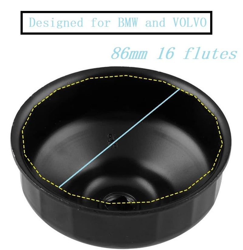 Shonee 86mm 16 Flutes Oil Filter Wrench for Volvo XC90 XC70 S60 S40 C70 S80 V40 V70, for BMW X3 328i 535i 128i 135i 135is 228i 320i 325i 325xi 330i - Image 3