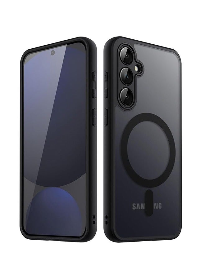 Magnetic Case for Samsung Galaxy S24 FE 5G, Frosted Translucent Back Protective Slim Phone Cover, Anti-Fingerprints, Anti-Fall Drop Protection, Shockproof Case for Samsung Galaxy S24 FE 5G (Black) - Image 1