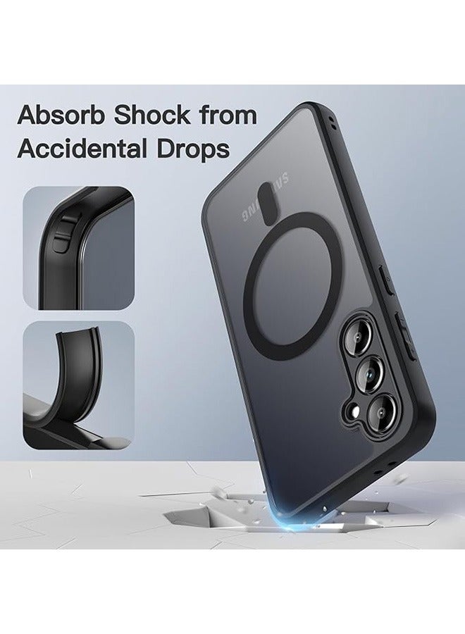 Magnetic Case for Samsung Galaxy S24 FE 5G, Frosted Translucent Back Protective Slim Phone Cover, Anti-Fingerprints, Anti-Fall Drop Protection, Shockproof Case for Samsung Galaxy S24 FE 5G (Black) - Image 3