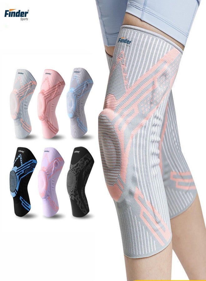 FINDER Advanced Knee Support with Silicone Shock Absorption, Elastic Support, Memory Spring, Double Pressure Straps, and TPU Anti-Slip Points (CLOUD BLUE, L) - Image 4