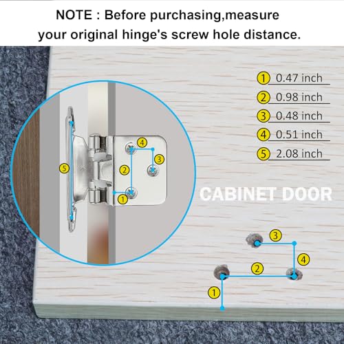 Taokyid 50 Pack Cabinet Door Hinges, 1/2 Inch Self Closing Overlay Hinges for Face Frame Kitchen and Bathroom with Easy Installation, Satin Nickel（25 Pairs - Image 3