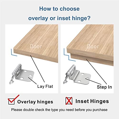 Taokyid 50 Pack Cabinet Door Hinges, 1/2 Inch Self Closing Overlay Hinges for Face Frame Kitchen and Bathroom with Easy Installation, Satin Nickel（25 Pairs - Image 2