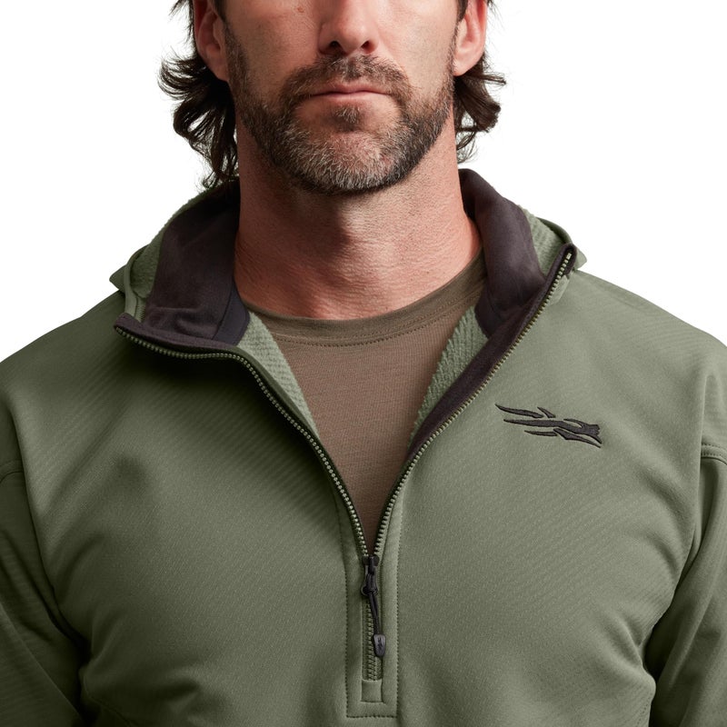 SITKA Alpha Fleece Hoodie â€“ Durable 4-Way Stretch STORMFLEECE with DWR, Seamless Shoulders & Zippered Kangaroo Pocket, Olive Green, XXL - Image 3