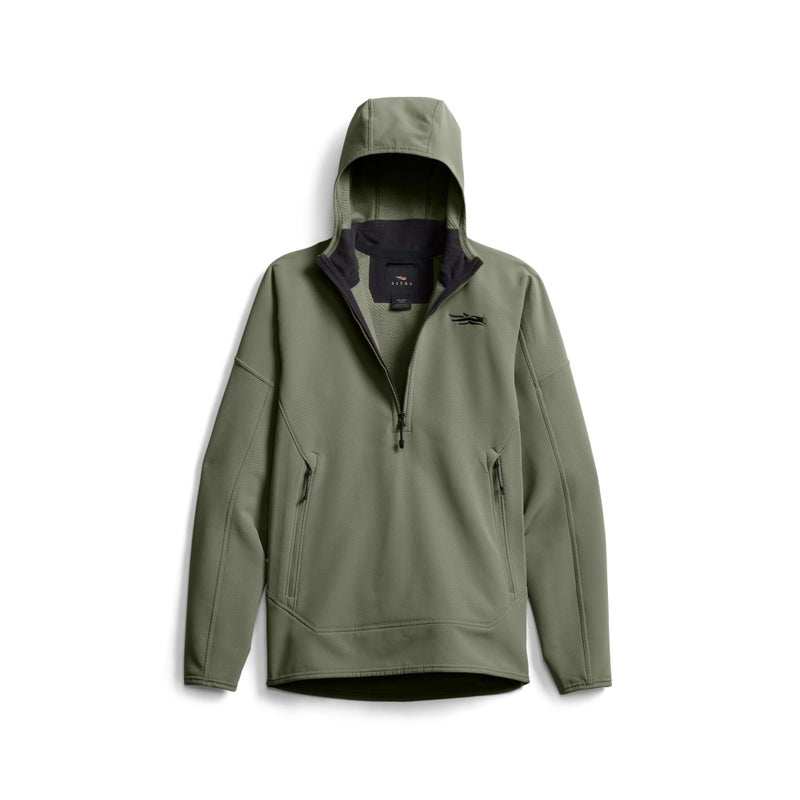 SITKA Alpha Fleece Hoodie â€“ Durable 4-Way Stretch STORMFLEECE with DWR, Seamless Shoulders & Zippered Kangaroo Pocket, Olive Green, XXL - Image 4