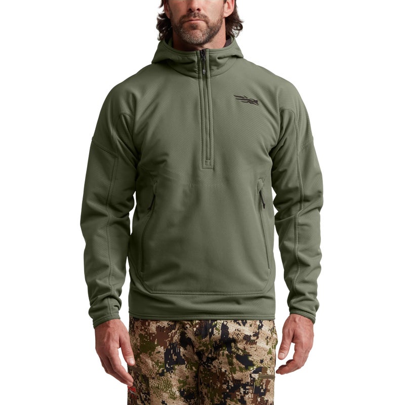 SITKA Alpha Fleece Hoodie â€“ Durable 4-Way Stretch STORMFLEECE with DWR, Seamless Shoulders & Zippered Kangaroo Pocket, Olive Green, XXL - Image 5