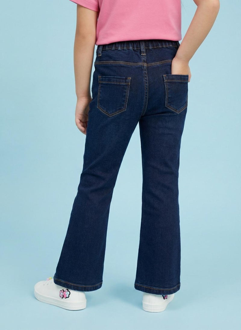 Nautinati  Girls' 100% Cotton Stretchable Bootcut  Dark Wash Essentials Jeans - Image 3