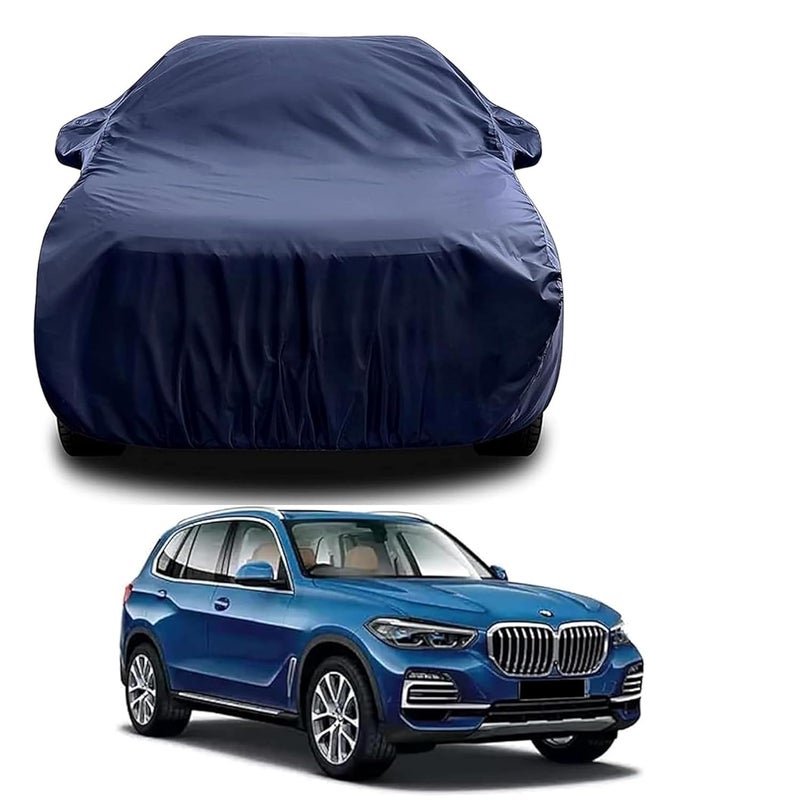 sulfar غطاء جسم السيارة مقاوم للماء 100% متوافق مع المرآة لسيارة BMW X5 (خياطة ثلاثية، حافة مطاطية كاملة، أزرق داكن) - Image 1