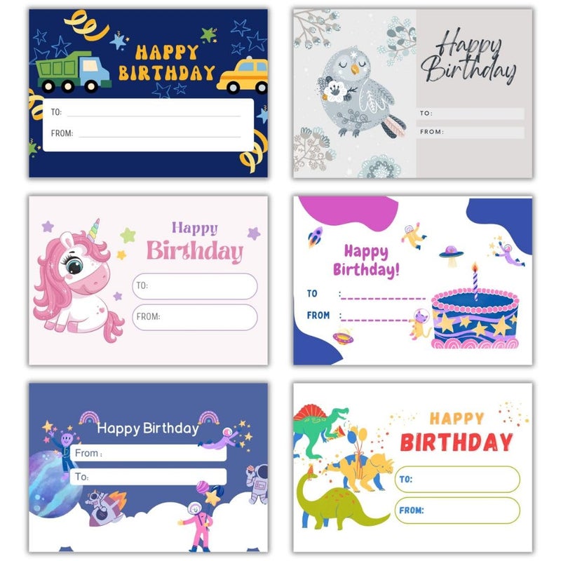 AanyaCentric Pack of 54 Happy Birthday Gift Tag for Kids Colorful Non-Sticky Labels Name Slip - Image 1