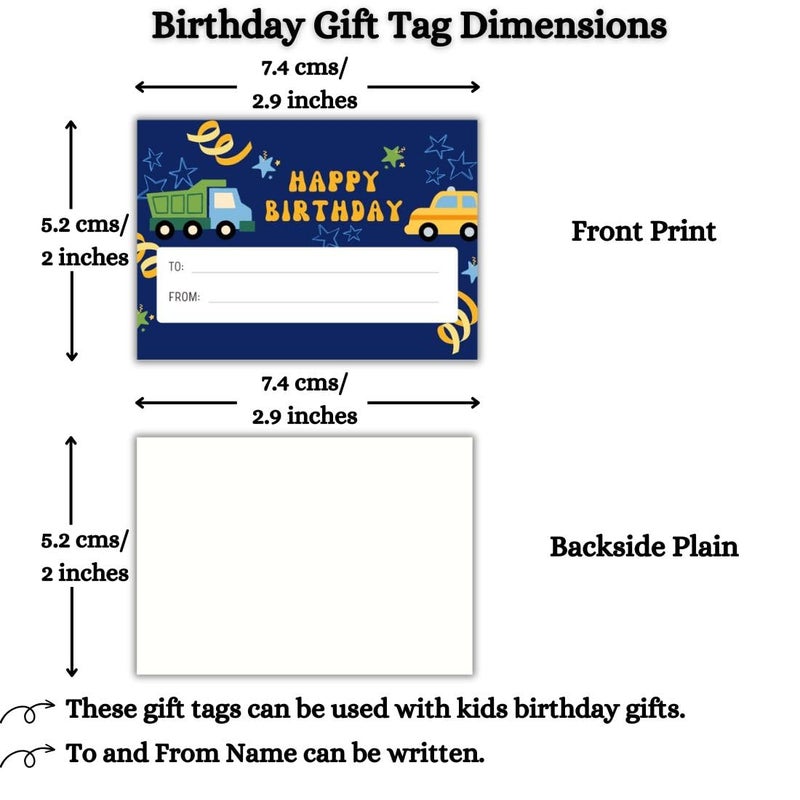 AanyaCentric Pack of 54 Happy Birthday Gift Tag for Kids Colorful Non-Sticky Labels Name Slip - Image 3