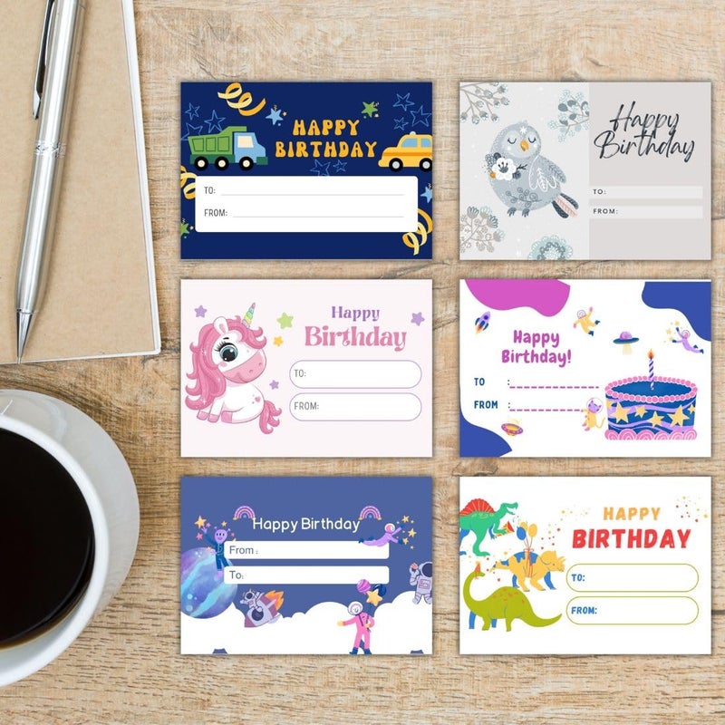 AanyaCentric Pack of 54 Happy Birthday Gift Tag for Kids Colorful Non-Sticky Labels Name Slip - Image 5