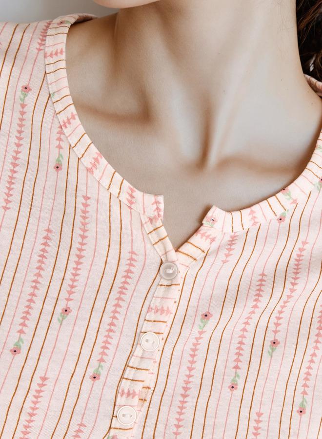 سبلاش فيڤ قميص نوم بطبعة زهور بطول الركبة - Image 4